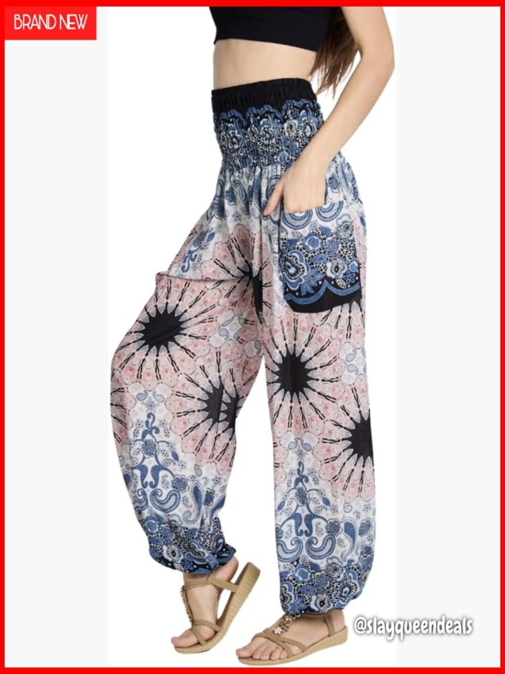 High-Waisted Harem Yoga Pants with Pockets, Rayon, Regular Fit